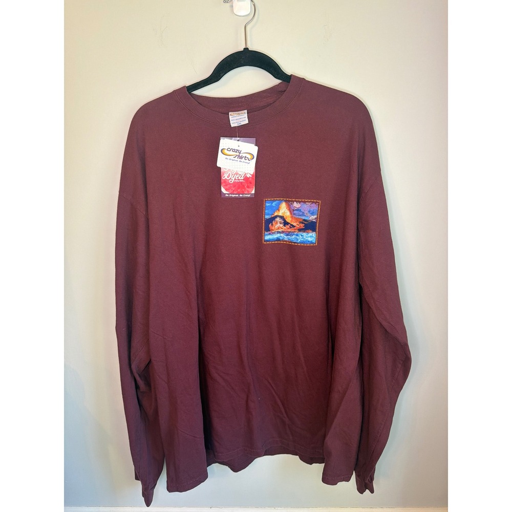 Crazy Shirts Mens XXL Long Sleeve Hawaii Volcano Lava Ocean Graphic T Shirt - Picture 4 of 7